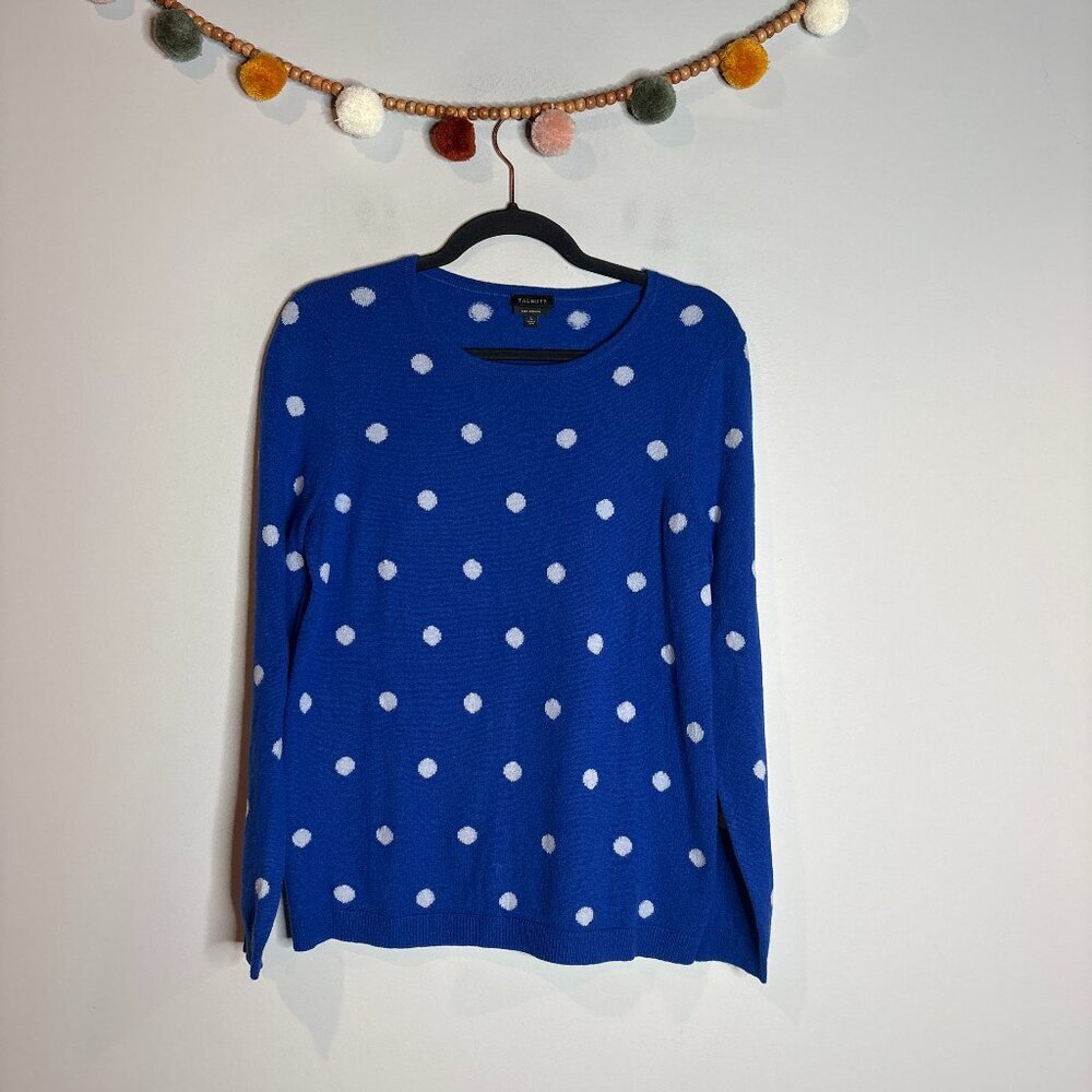 Talbots cashmere blue polka dot sweater